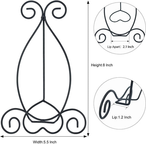 Iron Plate Stand for Display, 8 Inch Adjustable Black Tripod, Plate Holder for Picture Easel, Frames, Album, Photo