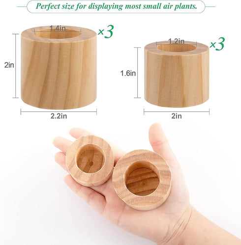 6 1.2" 1.4" Bigmeta Pcs Wood Air Plant Holder - & Rustic Style Airplant Display Stands for Women Gifts