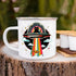 Retro UFO Cat Fish Abduction Enamel Campfire Mug, Fun Outdoor Camping Coffee Cup (12oz)