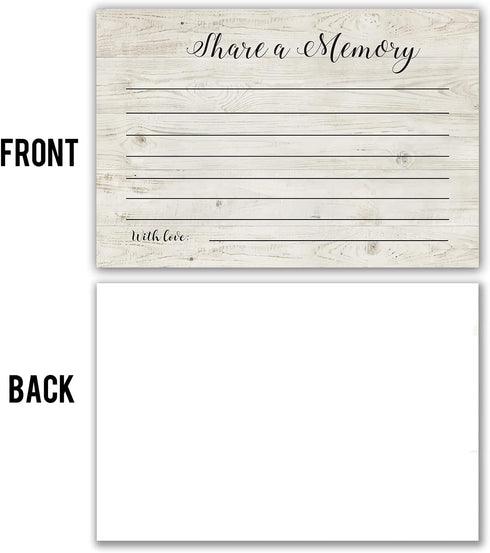 TENTADO Share A Memory Cards, 50 Rustic Wood Cards and Sign for Wedding, Birthday, Celebration of Life, Guest Book