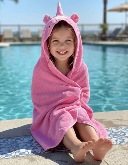 24"x48"+8"/Hooded BAGNO MILANO Kids Organic Turkish Cotton Hooded Beach Cover-Up Towel, GOTS Certified, for Boys