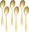 6 Pieces Serving Spoons Set, 8.7 Inch Stainless Steel Buffet Banquet Spoons, Gold Cutlery Set