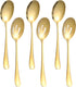 6 Pieces Serving Spoons Set, 8.7 Inch Stainless Steel Buffet Banquet Spoons, Gold Cutlery Set