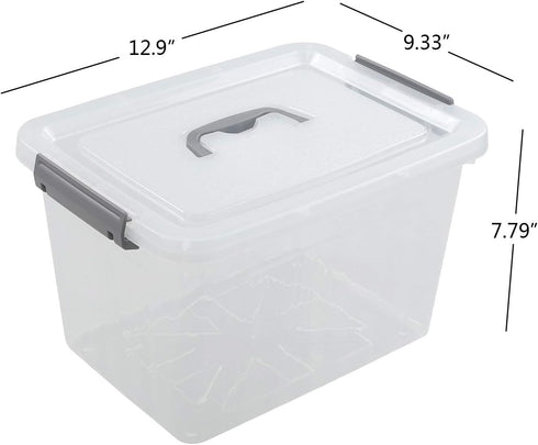 Jekiyo Clear Plastic Storage Bin – 12 Quart Latching Box with Lid, 1 Pack