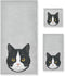 Aslsiy Cute Black White Cat Towel Set 3 Pcs Kitten Kitty Bath Hand