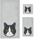 Aslsiy Cute Black White Cat Towel Set 3 Pcs Kitten Kitty Bath Hand