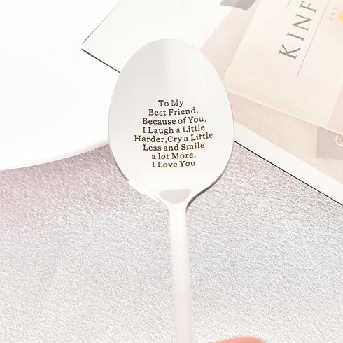 Friendship Spoon Gifts for Best Friend - Engraved Stainless Steel Spoon for Coffee & Tea Lovers