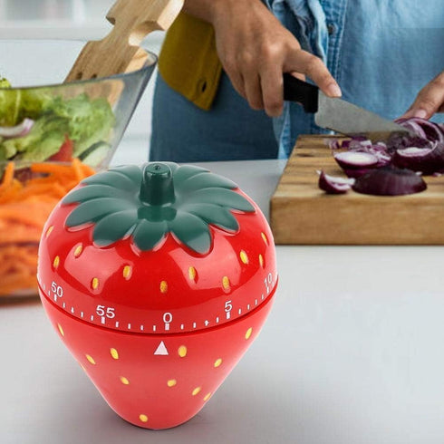 Maxmartt Strawberry Shaped Kitchen Timer, Wind Up 60 Minutes Manual Countdown Timer, Cute Loud Ring