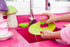 Vigar Flower Power Dish Brush with Holder - Pink Palm, 5-3/4" x 3-3/4"