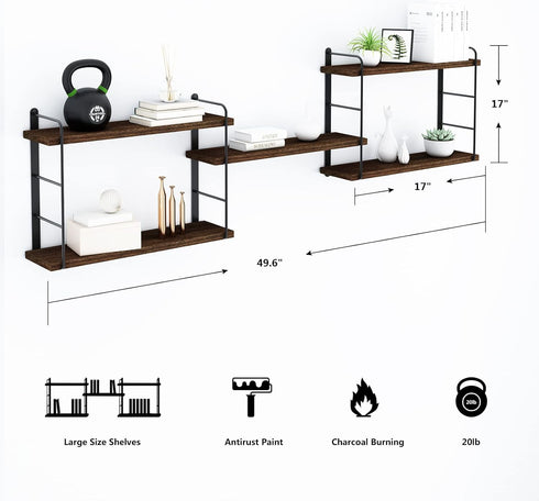 50W 17H) MXCSE Wall Shelves, Wall Mounted Bookshelves, DIY Floating Shelves for Wall, Wood Hanging Book Shelves