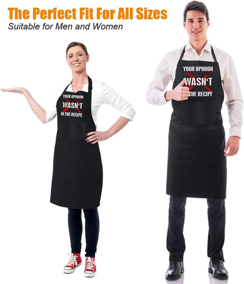Funny Apron with 2 Pockets, Adjustable Neck Strap Cooking Apron for Christmas, Thanksgiving Gift