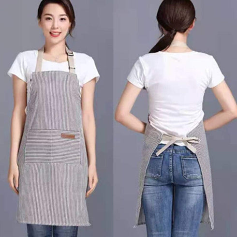 Adjustable Bib Apron - Cotton Cooking Kitchen Apron with 2 Pockets for Women Men Chef Restaurant BBQ