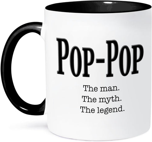 3dRose Pop the man the myth the legend Mug, 11 oz, Black