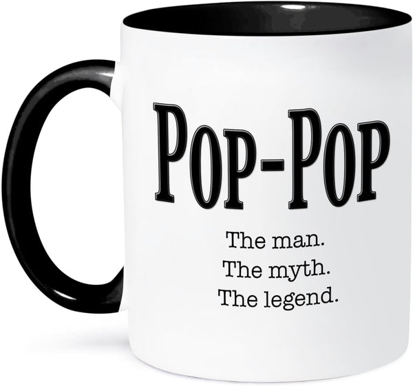 3dRose Pop the man the myth the legend Mug, 11 oz, Black
