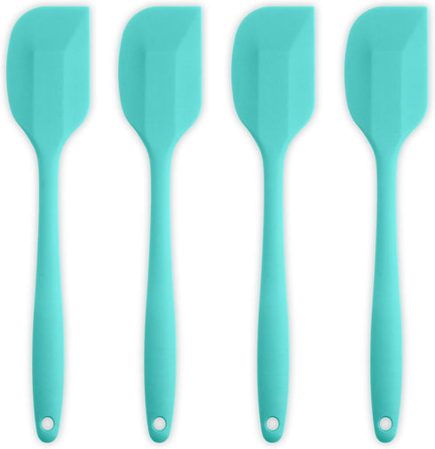 Silicone Spatula Set, 4-piece, Heat-Resistant Non-stick Rubber with Stainless Steel Core, Light Blue