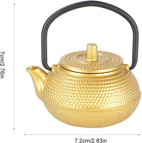 Japanese Cast Iron Teapot, Gold Tetsubin Tea Kettle, 50ml Mini Teapot Kettle, Traditional Japanese Teapot with Handle