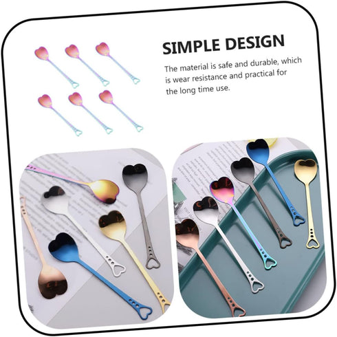 6pcs Heart Shaped Stainless Steel Spoon Set, Mini Dessert Spoons for Valentines Day