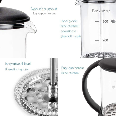Easyworkz Eclipse 12 oz French Press Coffee Maker with Borosilicate Glass