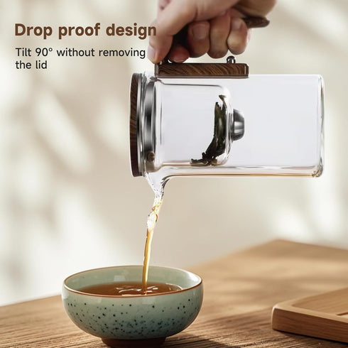 GrowCube 1000ML/33.82oz Tea Infuser Enchanti Tea Pot, Magic Glass Teapot with Infusers for Loose Tea, Detachable Glass