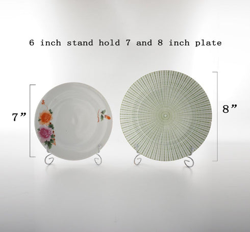 Artliving 2 Pack 6" Silver Iron Plate Stand, Easel Display for Photos, Cookbooks, Decorative Plates, Tablets