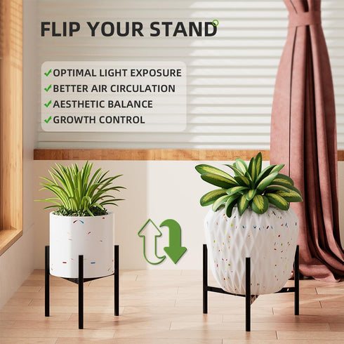 8"-12" 9.5" 1 Pack Plant Stand Indoor Adjustable Pot Holders, Metal Plant Stand Outdoor, Anti-Rust Black Metal Plant