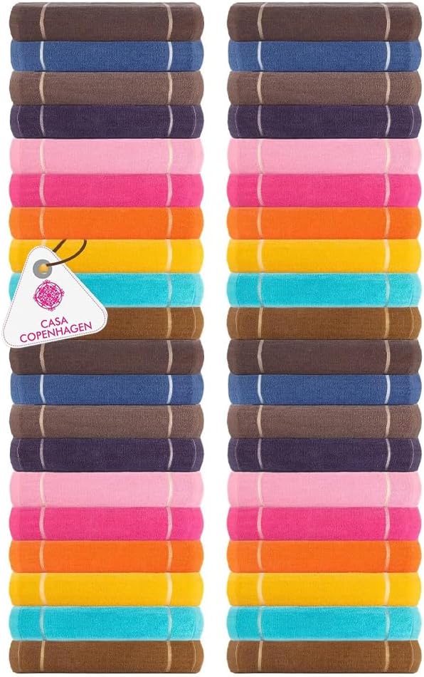 CASA COPENHAGEN - Solid Face Towel Set of 100 -Pieces Pack, Solid
