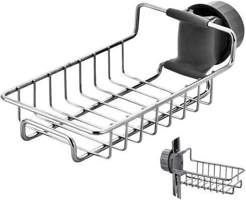 iPstyle Kitchen Sink Caddy Organizer, Over Faucet Sponge Holder, Stainless Steel Hanging Drain Rack for Scrubbers, Soap