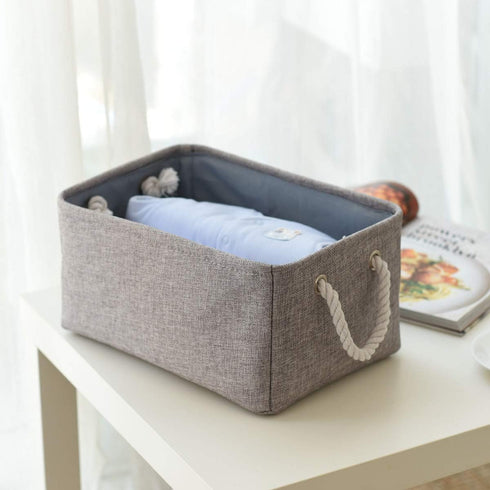 2 Pack Closet TheWarmHome Large Storage Bins Basket, Grey Fabric Storage Cubes for Changing Table Nursery Livingroom