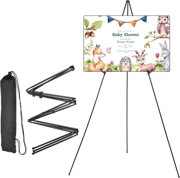 uxcell 66" Metal Floor Easel Stand for Wedding Sign, Adjustable Tripod Easel for Painting Canvas, Display Show, Arts,