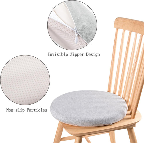 Seat Cushion Chair Pad, Round Non-Slip Comfortable Floor Cushions for Dining Chairs, Office, Bedroom, Living Room (Gray)