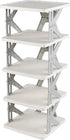 Eagrye 5 Tier Vertical Narrow Shoe Storage Organizer for Saving Space, Gray Plastic