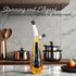 Set 12 oz Oil and Vinegar Dispenser Bottle - Handblown Glass with Elegant Floral Etched Design - Premium Glass Salad