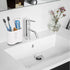 Toothbrush and Toothpaste Holder with Bamboo Divider for Bathroom Countertop Organizer, 2 Slots for Family (White)