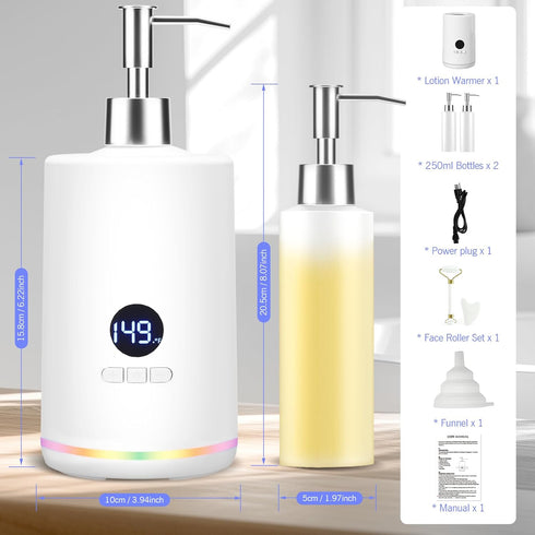 Set, Oil Warmer for Massage, Yofuly Heated Body Lotion Dispenser Device with Gua Sha Roller Electric Massage Oil Gel