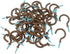 Cup Ceiling Hooks, Medium Size Vinyl Coated Screw-in Open Hooks, 50pcs, 1.25 inches, Brown
