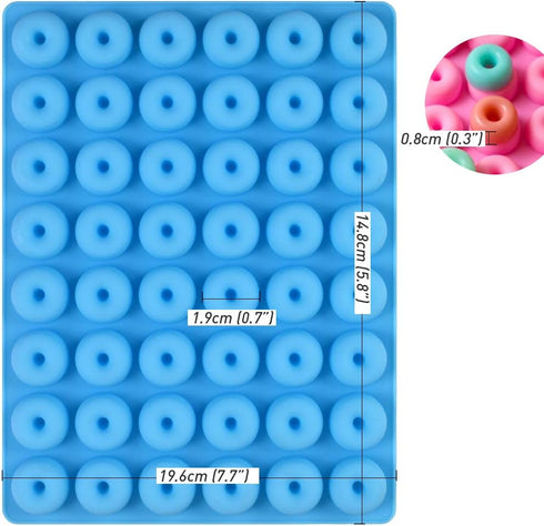 Newk Mini Donut Silicone Candy Mold - 4 Packs 48-Cavities Gummy Ring Molds with 2 Droppers, Nonstick Food Grade Mold
