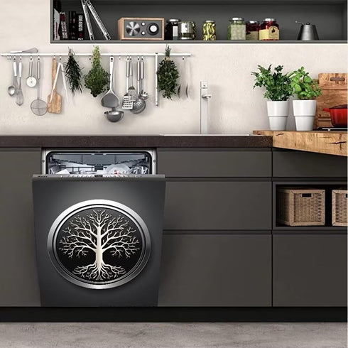 Stainless Steel Tree Dishwasher Magnet Cover Panel, Tree of Life Fridge Door Decal, 23" x 26" Magnetic Sticker
