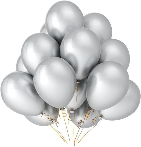 PMLAND 100 Pieces Silver Latex Balloons - 12 Inches for Party Birthday Wedding Engagement Holiday Decorations
