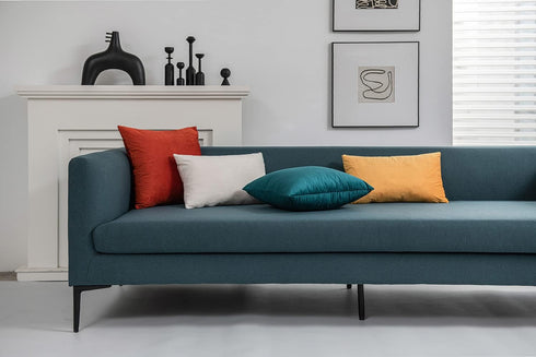 2 Pack DEZENE Throw Pillow Cases 18x18 Teal, Cozy Soft Velvet Square Decorative Covers