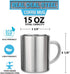 Stainless Steel Coffee Mugs, 15 oz Double Wall Insulated Mug Set of 2, BPA Free