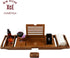 XcE Bathtub Caddy Tray, Expandable to 105cm, with Bamboo Book Stand and Soap Tray, Brown