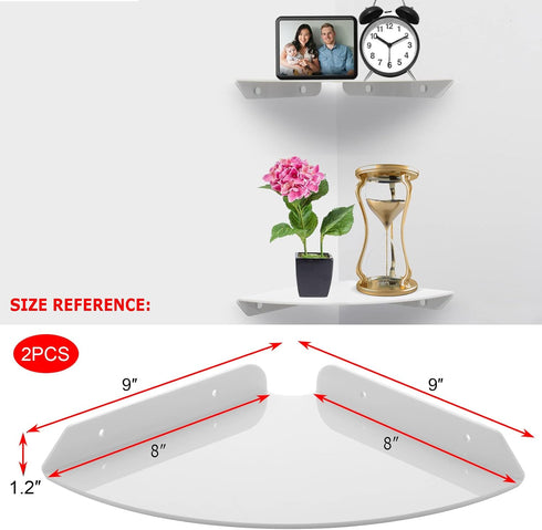 Cosmos 2 Pcs Acrylic Wall Mount Floating Corner Shelves Quarter Round Shower Shelf Hanging Corner Shelves Wall Storage