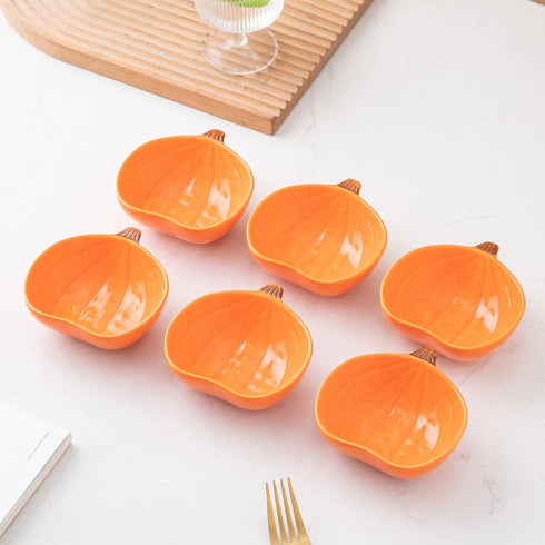 Ramekins Set of 6 - 6 Ounces Oven Safe Ceramic Bowls for Baking Souffle, Pudding, Dip, Sauce - Orange