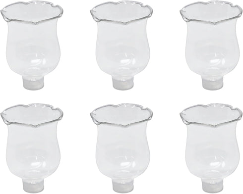 4E's Pack 6 (2.75" Novelty Clear Glass Votive Cups with Peg - of - Tulip Votive for Candelabra Candle Holder, Home