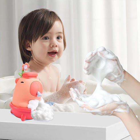 IPX7 9.5oz, Capybara Automatic Soap Dispenser - Cute Kids Touchless Foam Soap Dispenser, Waterproof USB Rechargeable