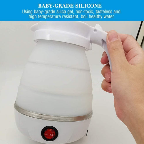 Travel Portable Foldable Electric Kettle, 0.6L Small Collapsible Hot Water Boiler for Coffee Tea (White)