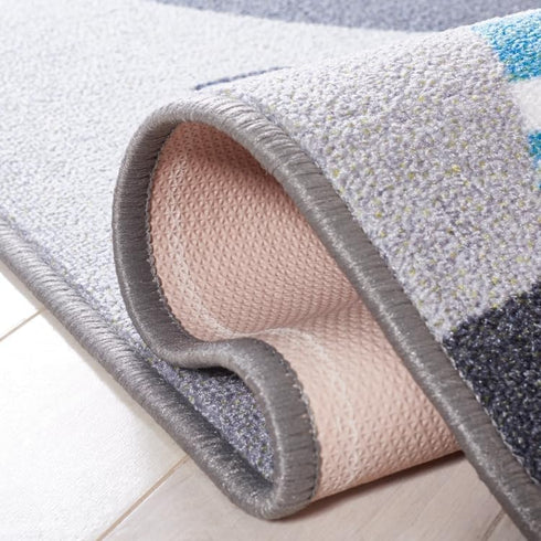 3'3" 5'3", (KPH226A) SAFAVIEH Washable Rug Kids Playhouse Collection - x Grey & Pink, Slip Resistant & Easy to Clean