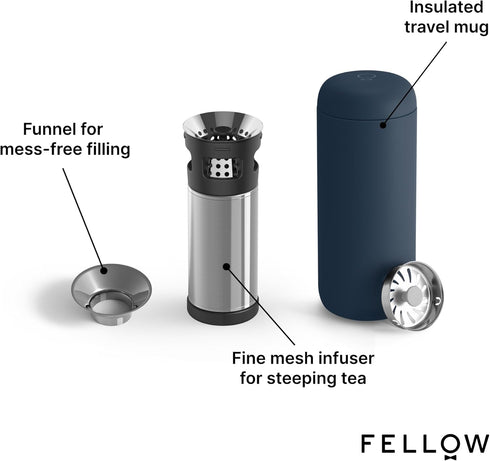 16 oz Set Fellow Carter Tea + Cold Brew Infuser & Carter Move Tumbler - Steep Tea On-The-Go - Vacuum-Insulated