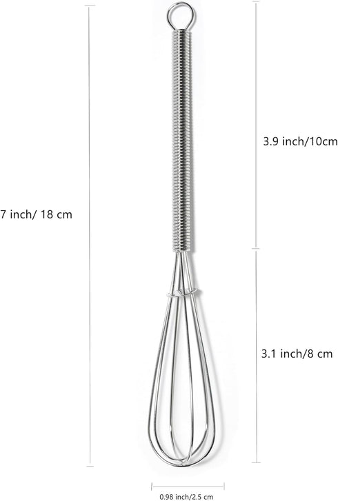 Mini Whisks 7 inch - 8Pcs Stainless Whisk, Hand Egg Mixer for Kitchen Cooking and Baking