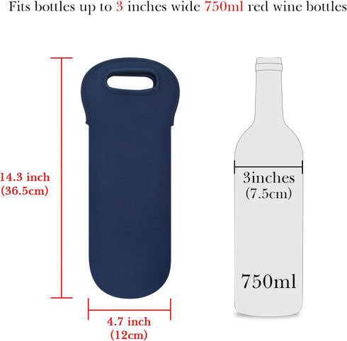 Wine Travel Carrier & Cooler Bag, Insulated Neoprene Hand Bag for Water, Drinks, Beer Bottle, Picnic Tote with Secure